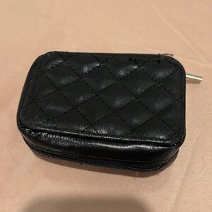 Quilted Black Leather Coin Purse